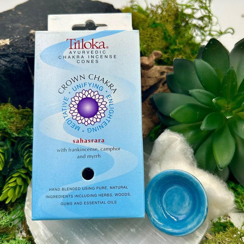 Triloka Ayurvedic Chakra Incense Cones "Crown Chakra" Sahasrara-Nature's Treasures