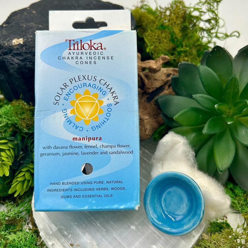 Triloka Ayurvedic Chakra Incense Cones "Solar Plexus Chakra" Manipura-Nature's Treasures