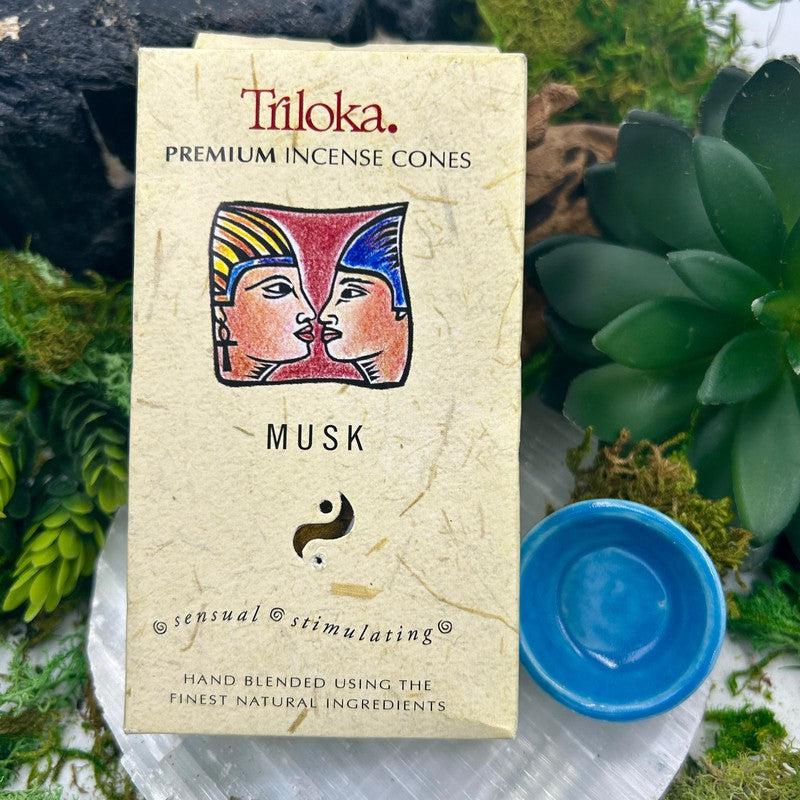 Triloka Premium Incense Cones "Musk"-Nature's Treasures