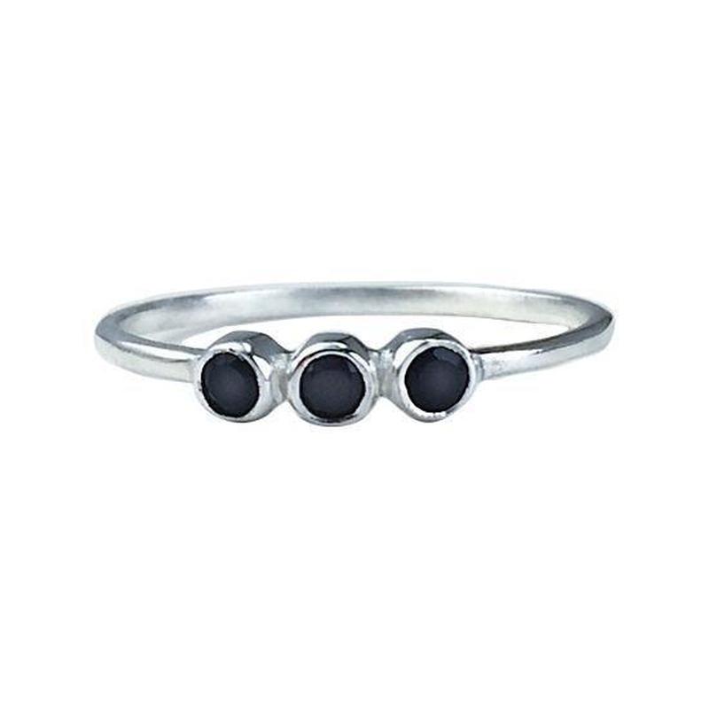 Triple Black Spinel Classy Ring || .925 Sterling Silver-Nature's Treasures