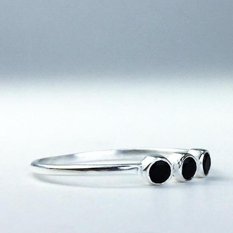 Triple Black Spinel Classy Ring || .925 Sterling Silver-Nature's Treasures