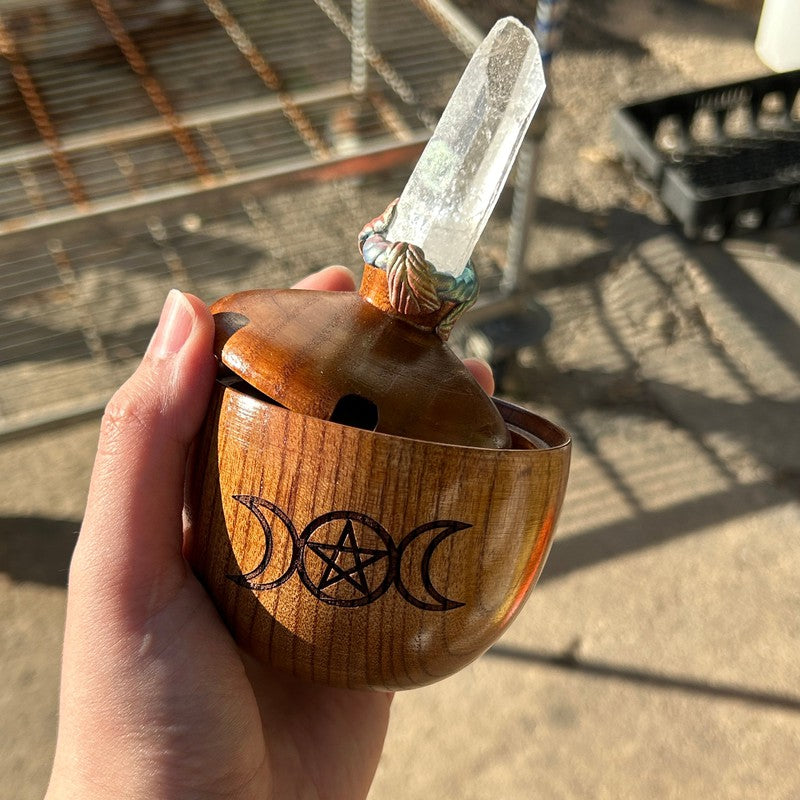 Triple Goddess Herb Bowls W/ Quartz Point-Nature's Treasures