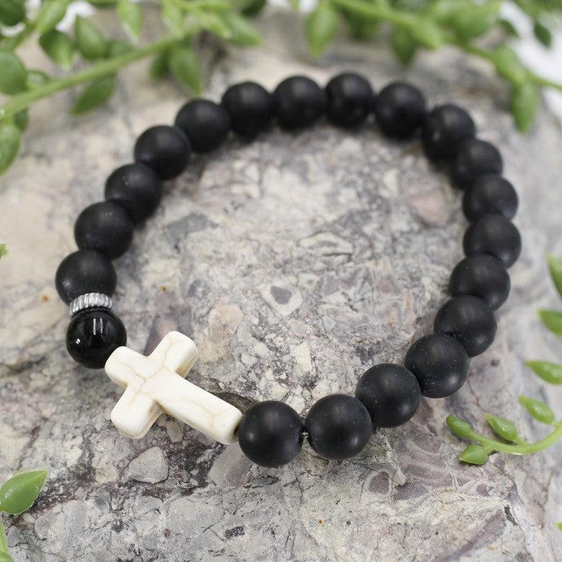 Unisex 10 MM Power Bracelet With Cross-Nature's Treasures