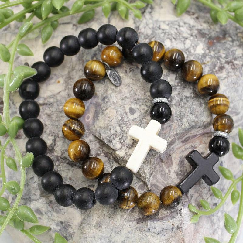 Unisex 10 MM Power Bracelet With Cross-Nature's Treasures