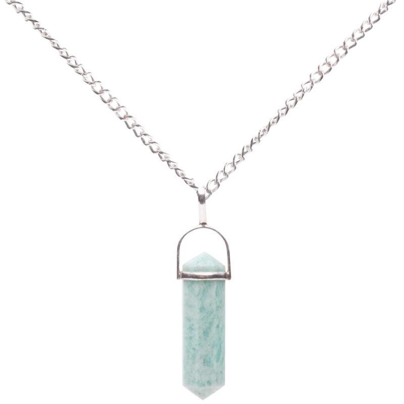 Unisex Amazonite Double Terminated Pendant || .925 Sterling Silver