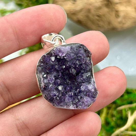 Unisex Amethyst Cluster Pendants || .925 Sterling Silver-Nature's Treasures