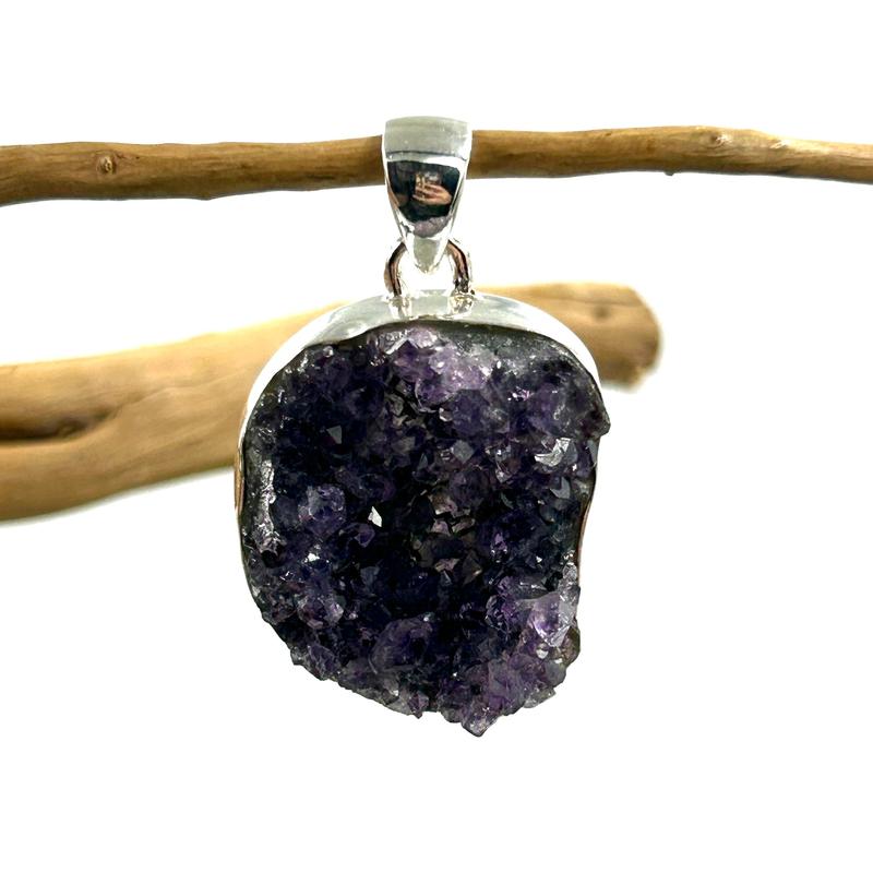 Unisex Amethyst Cluster Pendants || .925 Sterling Silver-Nature's Treasures