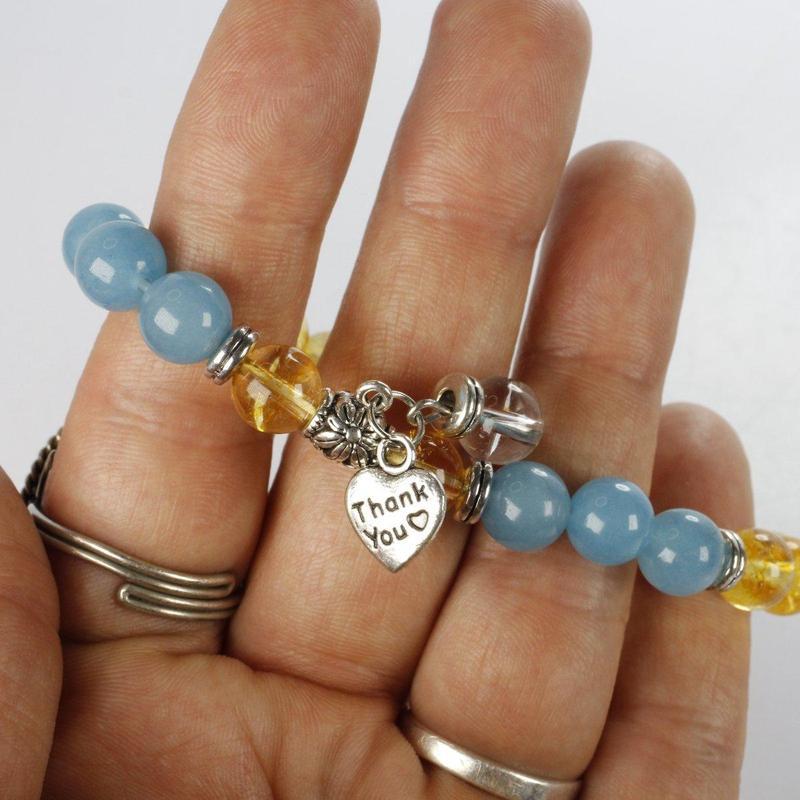 Unisex Aquamarine With Citrine Charm Bracelet-Nature's Treasures