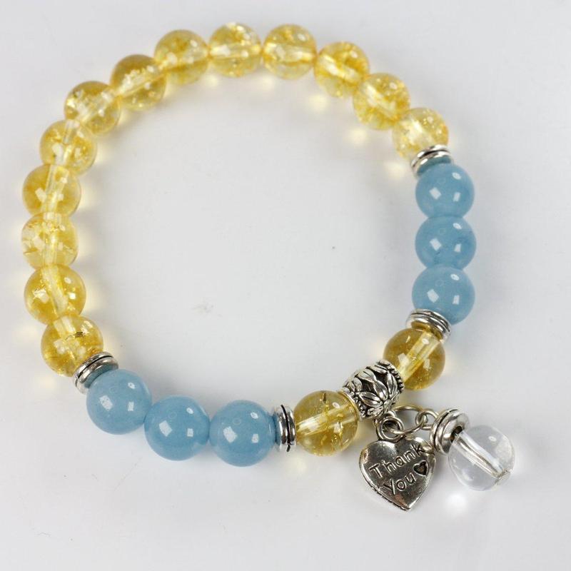 Unisex Aquamarine With Citrine Charm Bracelet