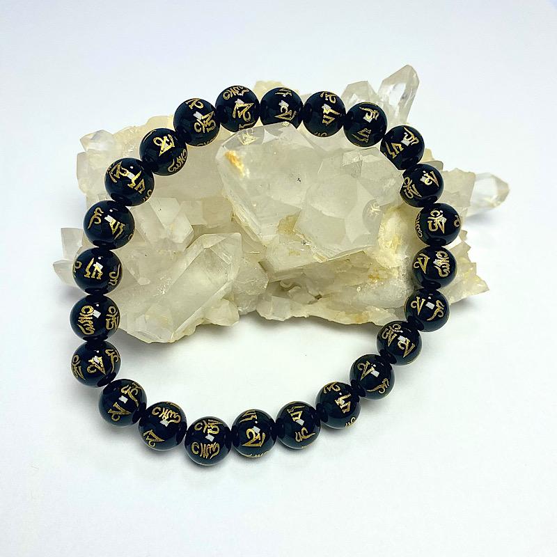 Unisex Black Obsidian Om Mani Padme Hum Bracelet-Nature's Treasures