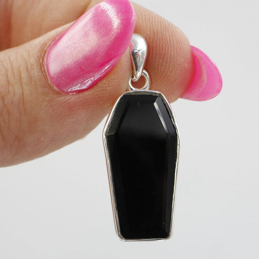 Unisex Black Onyx Coffin Pendants || .925 Sterling Silver-Nature's Treasures