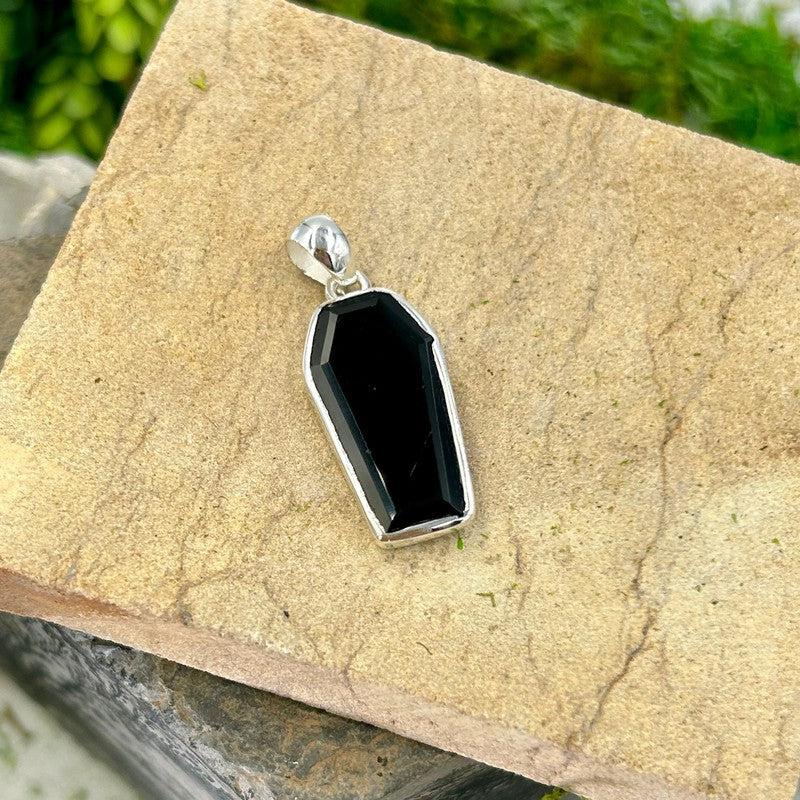 Unisex Black Onyx Coffin Pendants || .925 Sterling Silver-Nature's Treasures