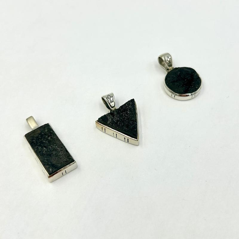 Unisex Black Tourmaline Rough Pendants || .925 Sterling Silver-Nature's Treasures
