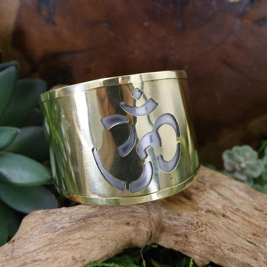 Unisex Brass Cuff Om Symbol Bracelet-Nature's Treasures