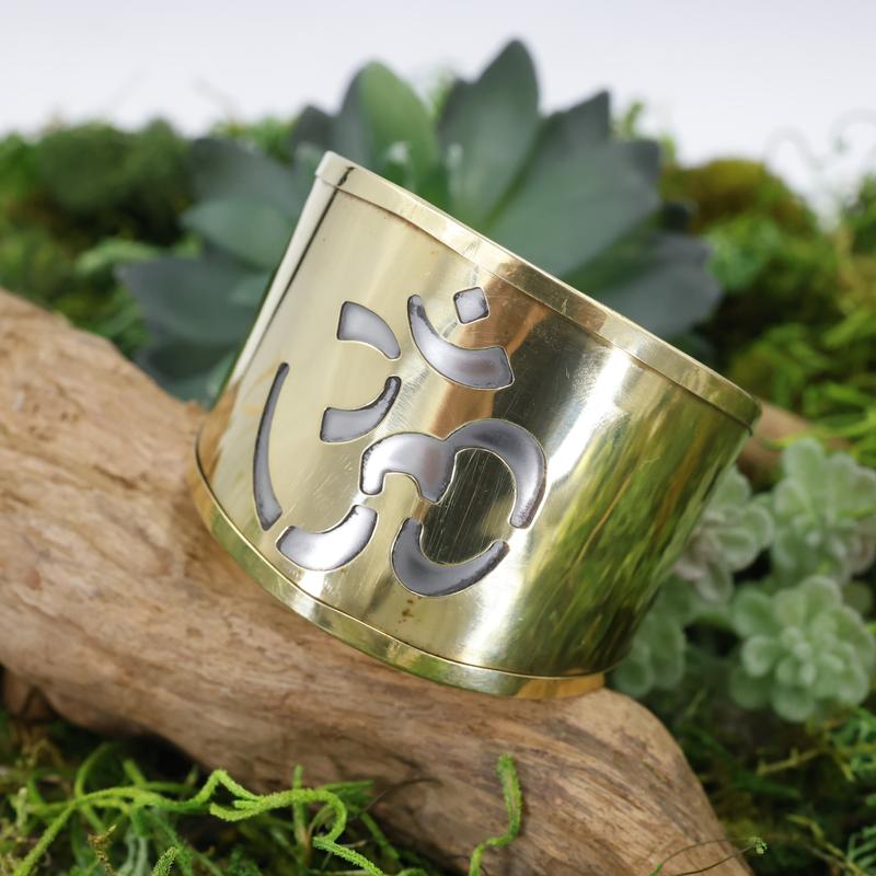 Unisex Brass Cuff Om Symbol Bracelet-Nature's Treasures