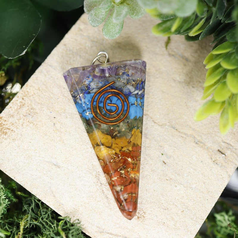 Unisex Chakra Orgonite Pendant w/ Copper Spiral-Nature's Treasures