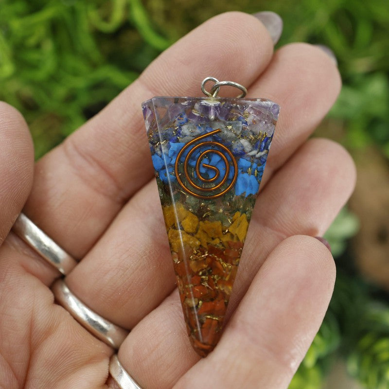 Unisex Chakra Orgonite Pendant w/ Copper Spiral-Nature's Treasures