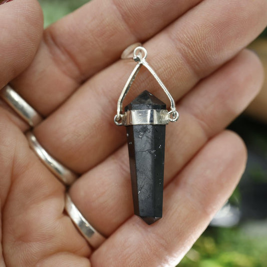 Unisex Double Terminated Shungite Pendant-Nature's Treasures