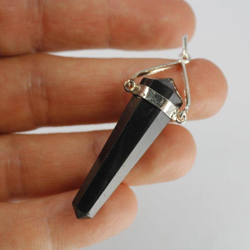 Unisex Double Terminated Shungite Pendant