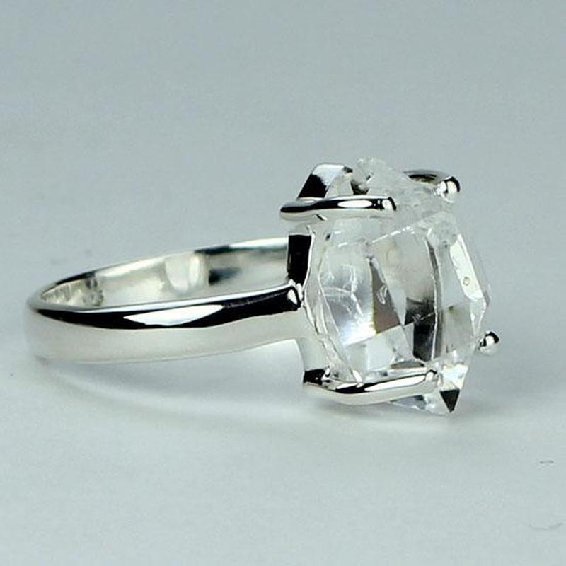 Unisex Faceted Herkimer Diamond Rings || .925 Sterling Silver-Nature's Treasures