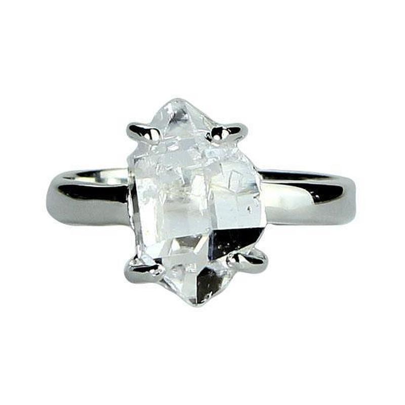 Unisex Faceted Herkimer Diamond Rings || .925 Sterling Silver-Nature's Treasures