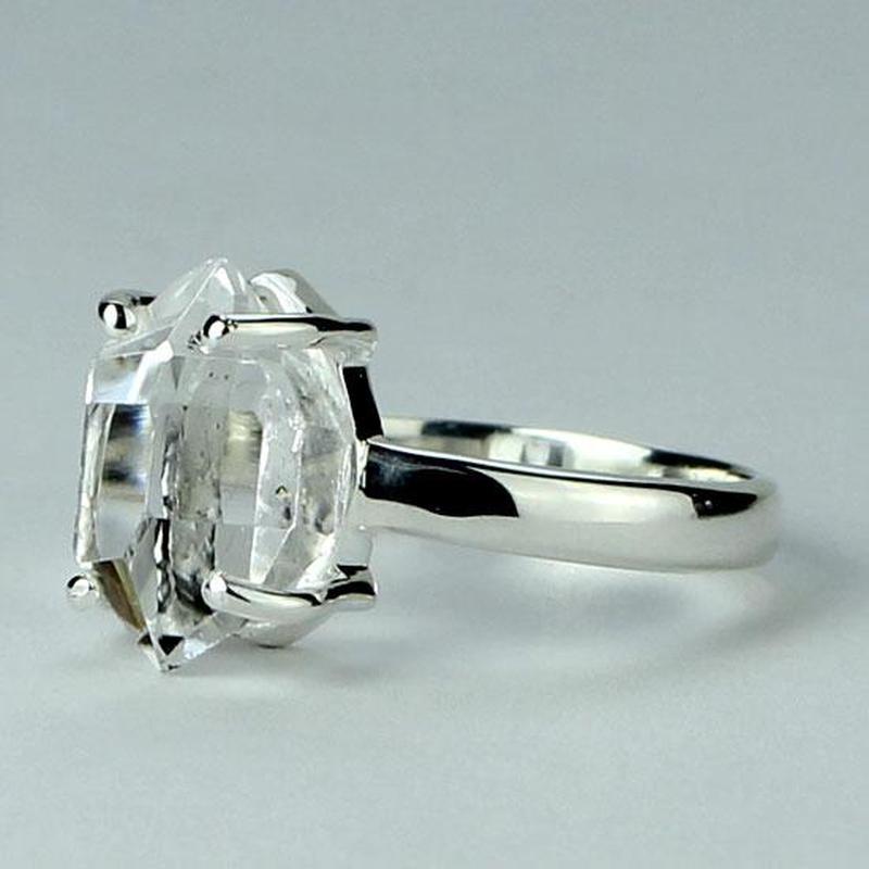 Unisex Faceted Herkimer Diamond Rings || .925 Sterling Silver-Nature's Treasures