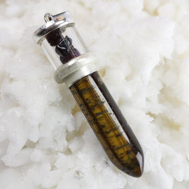 Unisex Gemstone Bullet Pendants || White Metal-Nature's Treasures