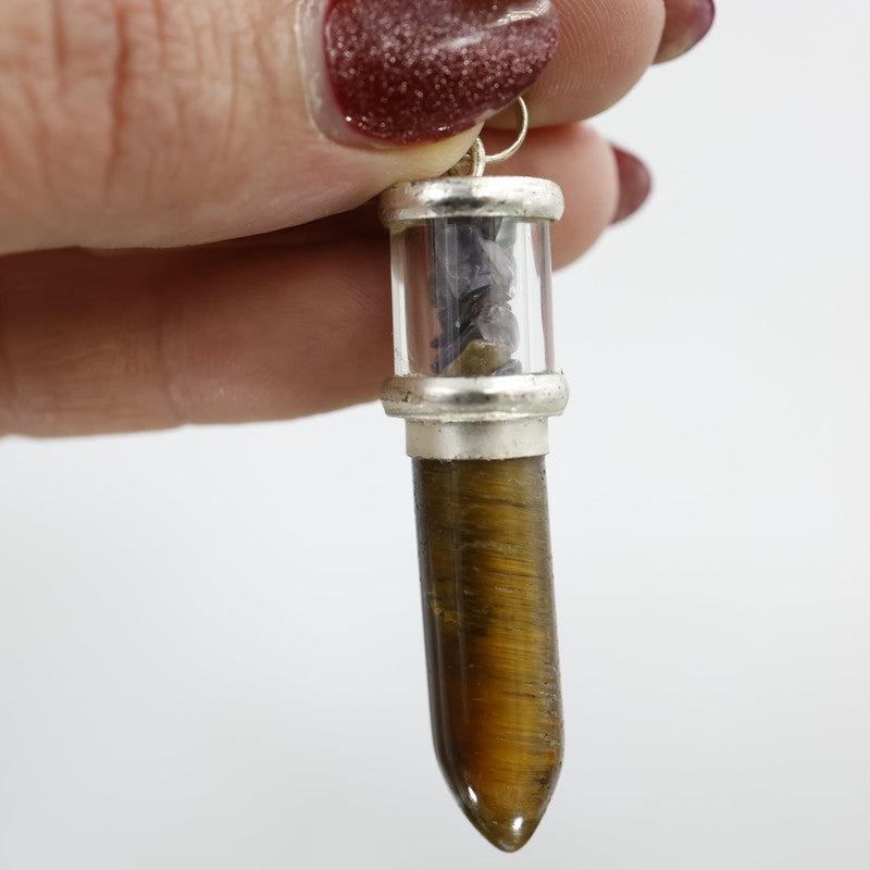 Unisex Gemstone Bullet Pendants || White Metal-Nature's Treasures