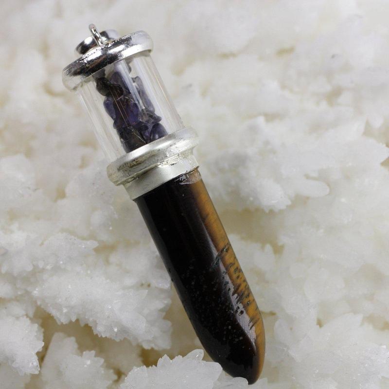 Unisex Gemstone Bullet Pendants || White Metal-Nature's Treasures