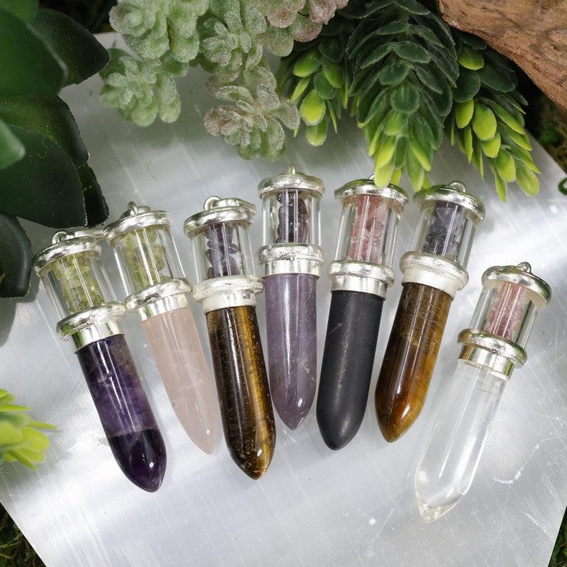 Unisex Gemstone Bullet Pendants || White Metal-Nature's Treasures