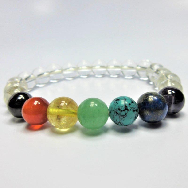 Unisex Gemstone Power Bracelets || 7 Chakra w/ Quartz-Nature's Treasures