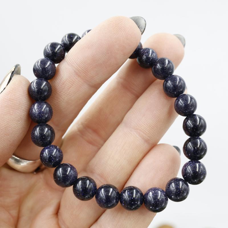 Unisex Gemstone Power Bracelets || Blue Goldstone-Nature's Treasures
