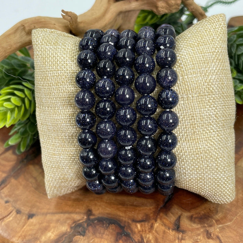 Unisex Gemstone Power Bracelets || Blue Goldstone