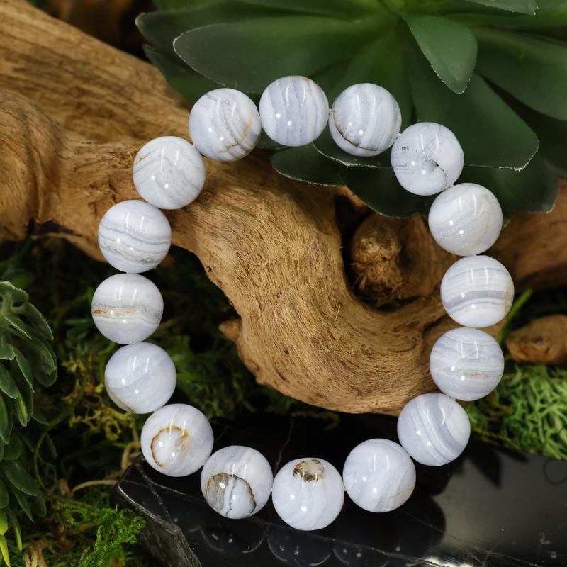 Unisex Gemstone Power Bracelets || Blue Lace Agate-Nature's Treasures