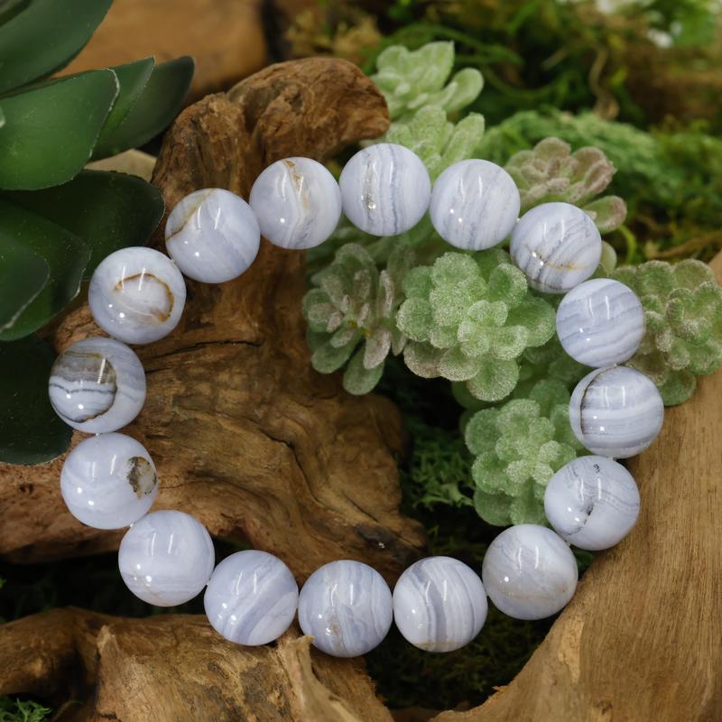 Unisex Gemstone Power Bracelets || Blue Lace Agate-Nature's Treasures