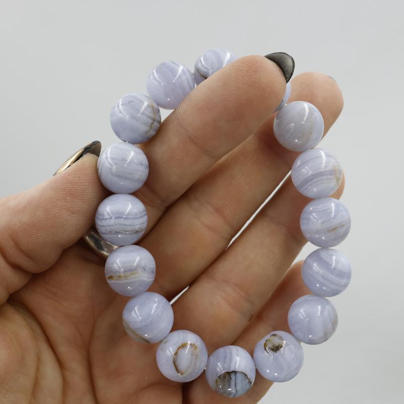 Unisex Gemstone Power Bracelets || Blue Lace Agate-Nature's Treasures