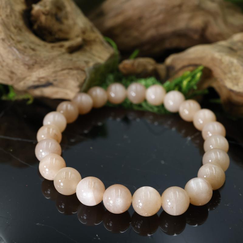 Unisex Gemstone Power Bracelets || Peach Moonstone-Nature's Treasures