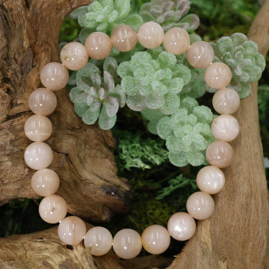 Unisex Gemstone Power Bracelets || Peach Moonstone-Nature's Treasures
