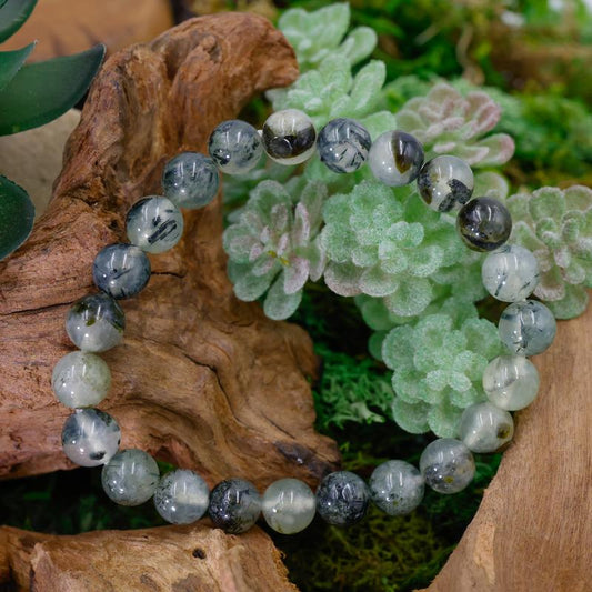Unisex Gemstone Power Bracelets || Prehnite with Epidote-Nature's Treasures