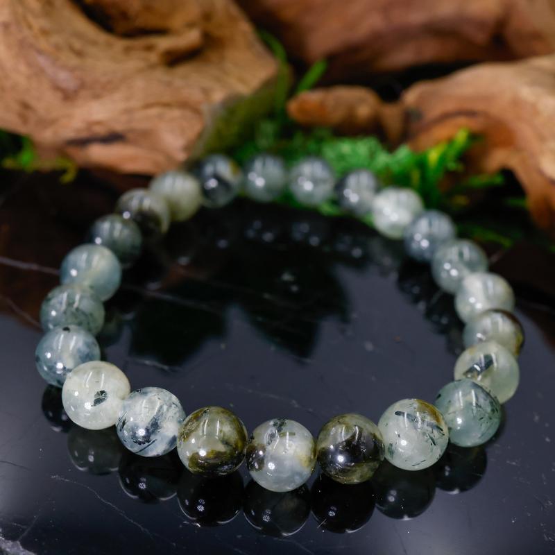 Unisex Gemstone Power Bracelets || Prehnite with Epidote-Nature's Treasures