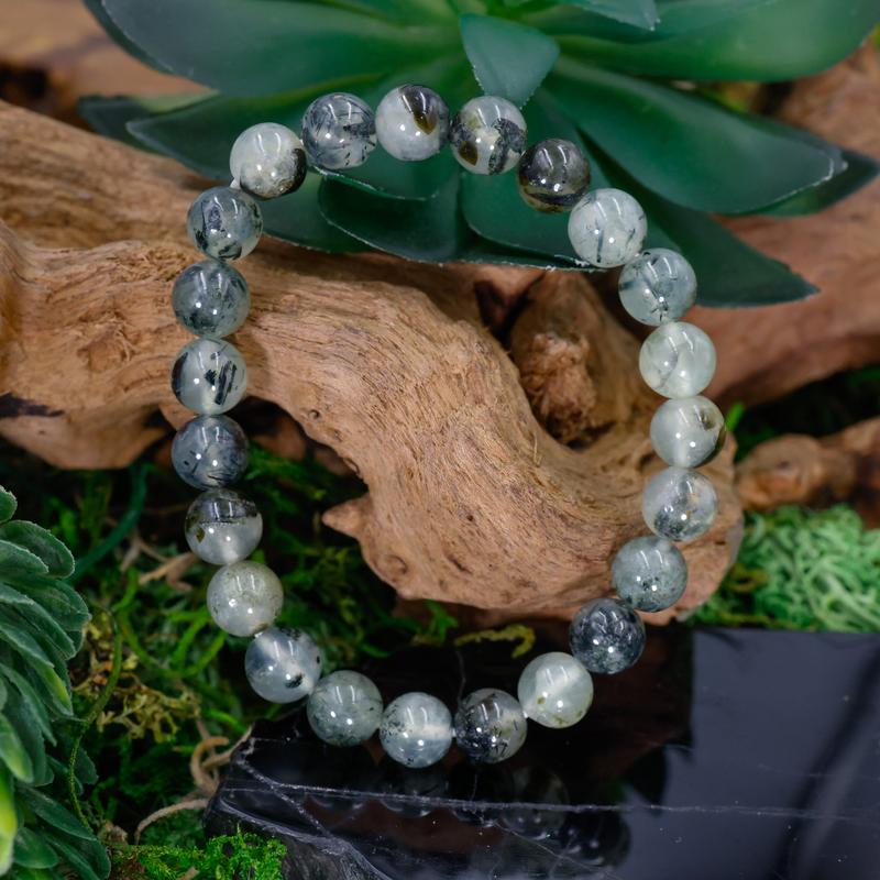 Unisex Gemstone Power Bracelets || Prehnite with Epidote-Nature's Treasures