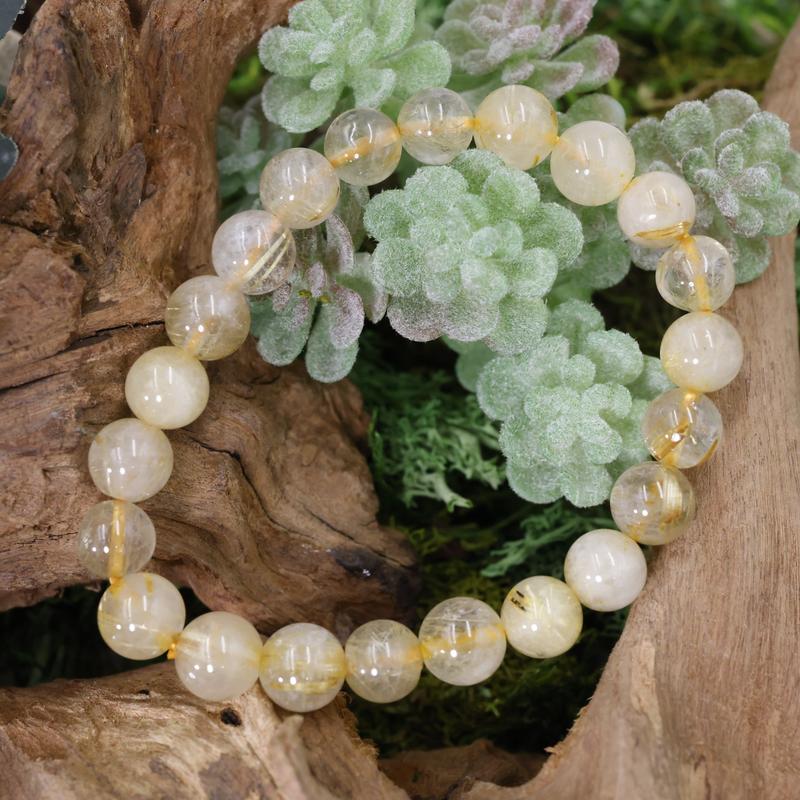 Unisex Gemstone Power Bracelets || Rutilated Quartz-Nature's Treasures