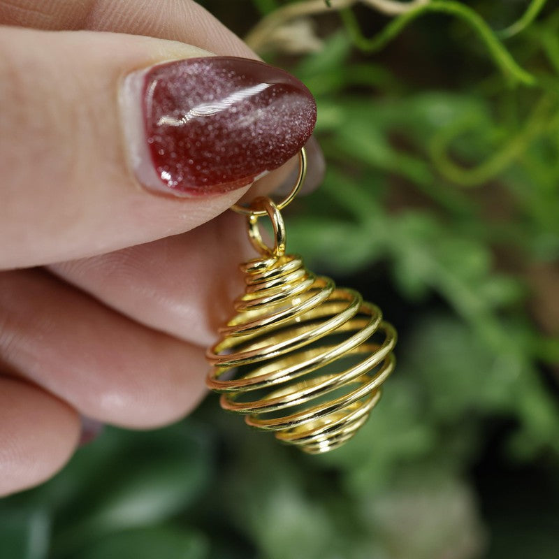 Unisex Gemstone Spiral Cage Pendants-Nature's Treasures