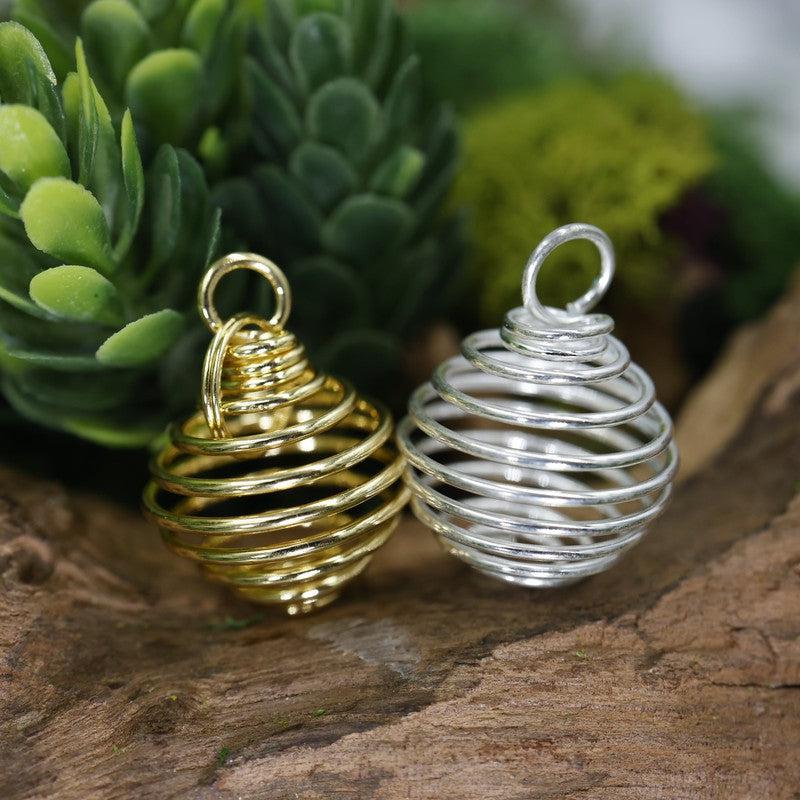 Unisex Gemstone Spiral Cage Pendants-Nature's Treasures