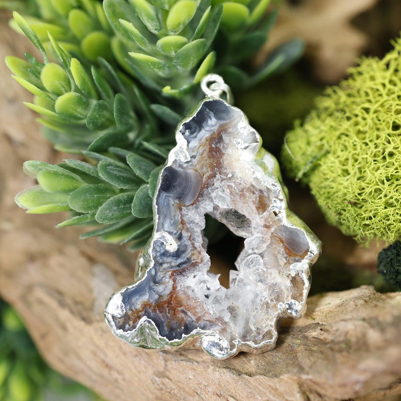 Unisex Geode Agate Slice Plated Pendants-Nature's Treasures