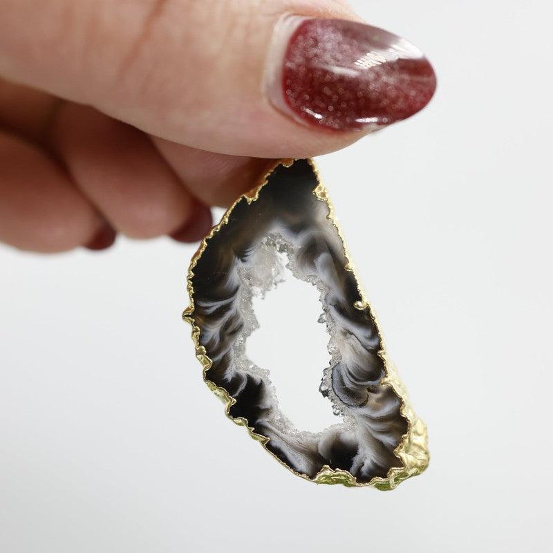 Unisex Geode Agate Slice Plated Pendants-Nature's Treasures