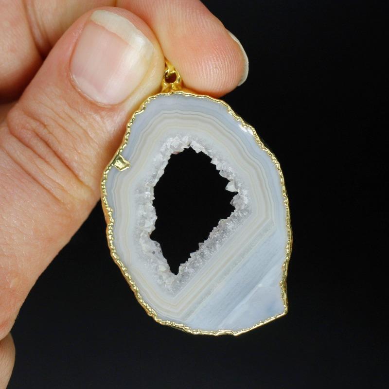 Unisex Geode Agate Slice Plated Pendants-Nature's Treasures