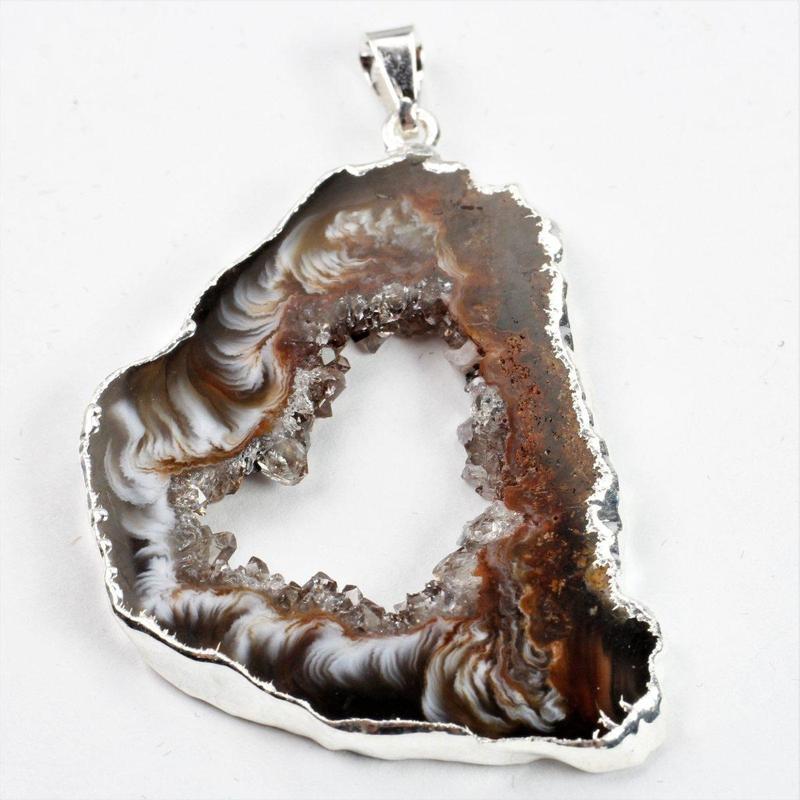 Unisex Geode Agate Slice Plated Pendants-Nature's Treasures