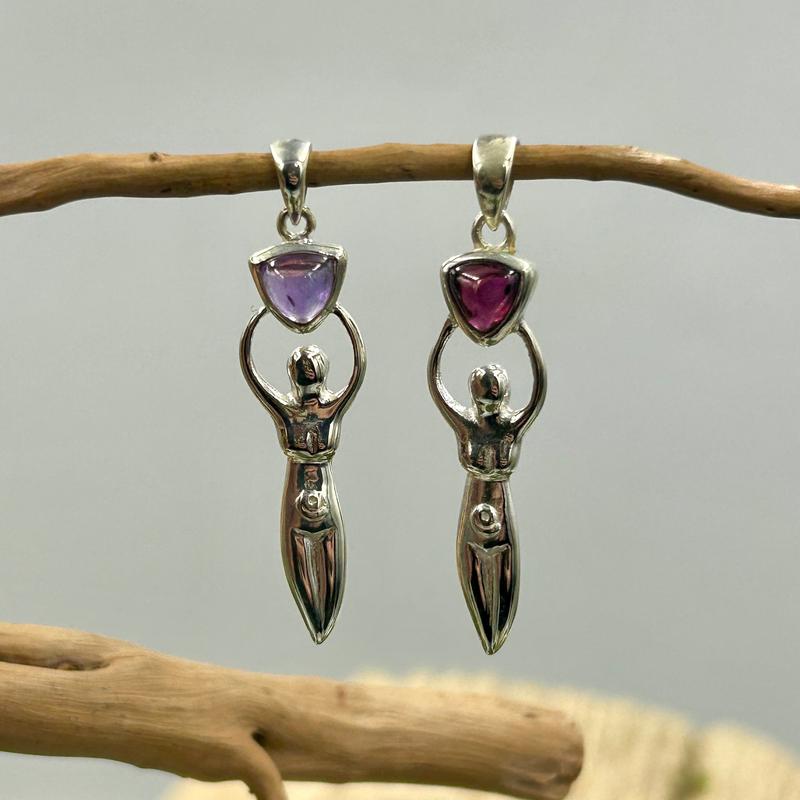 Unisex Goddess Gemstone Pendants || .925 Sterling Silver-Nature's Treasures