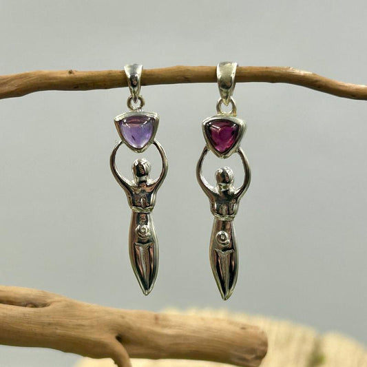 Unisex Goddess Gemstone Pendants || .925 Sterling Silver-Nature's Treasures